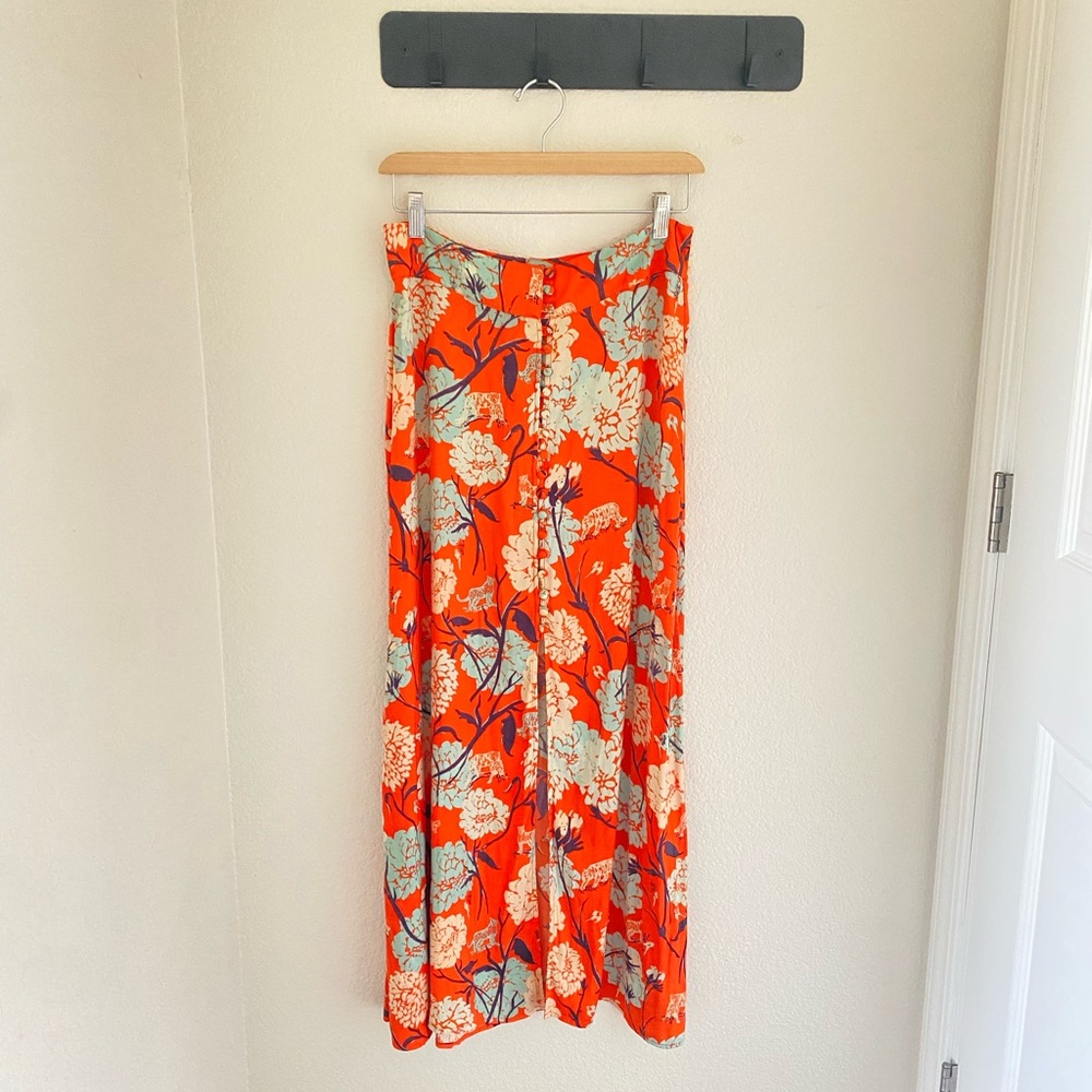 Free People Button-down Sammy Maxi Skirt - orange floral